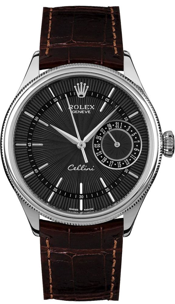 Rolex Cellini Date Domed and Fluted Double Bezel Men-s Watch 50519