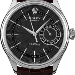Rolex Cellini Date Domed and Fluted Double Bezel Men-s Watch 50519
