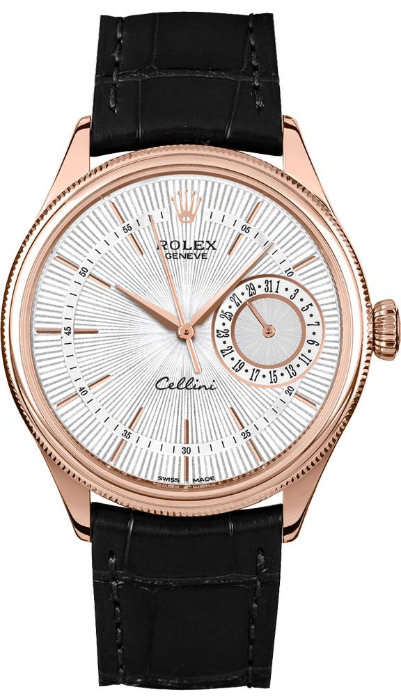 Rolex Cellini Date Silver Guilloche Dial Men-s Watch 50515