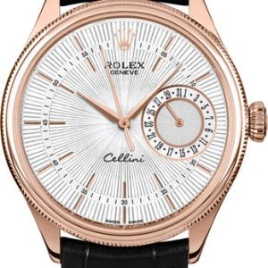 Rolex Cellini Date Silver Guilloche Dial Men-s Watch 50515