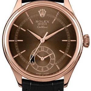 Rolex Cellini Dual Time Solid 18k Everose Gold Men-s Watch 50525