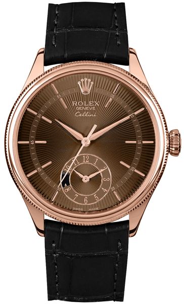 Rolex Cellini Dual Time Solid 18k Everose Gold Men-s Watch 50525
