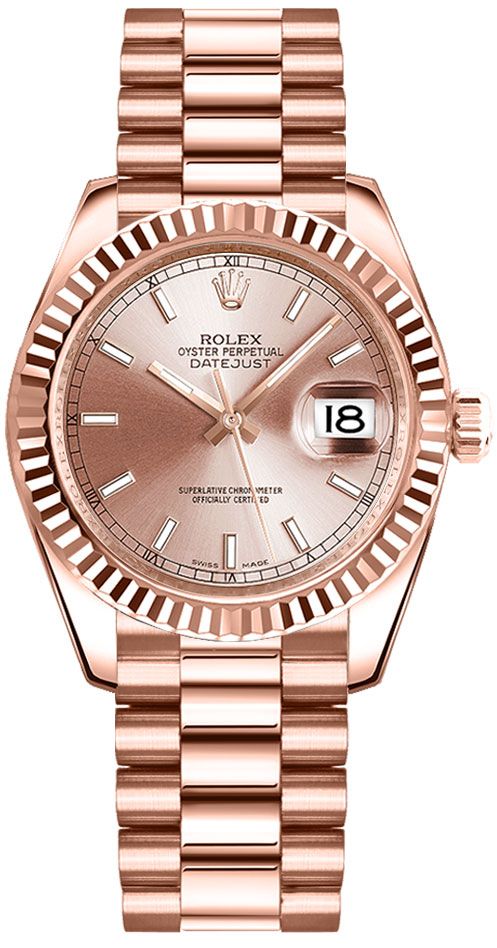 Rolex Datejust 31 Everose Gold President Bracelet Women-s Watch 178275