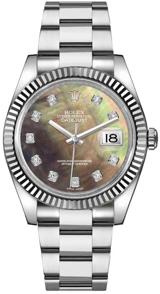 Rolex Datejust 36 Pearl Black and Diamond Dial Women-s Watch 116234
