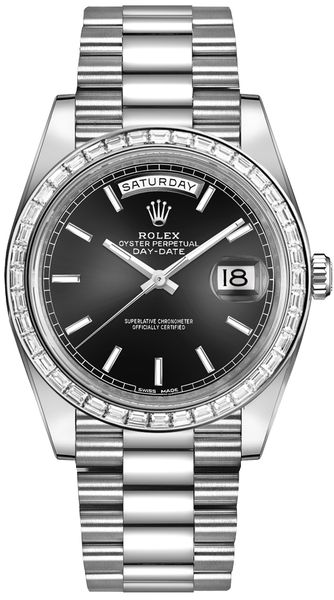 Rolex Day-Date 40 Black Dial Platinum Men-s Watch 228396TBR