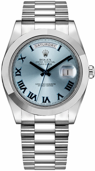 Rolex Day-Date 41 Ice Blue Dial Platinum Men-s Watch 218206