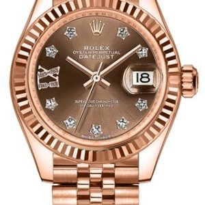 Rolex Lady-Datejust 28 Chocolate Dial Diamond IX Women-s Watch 279175