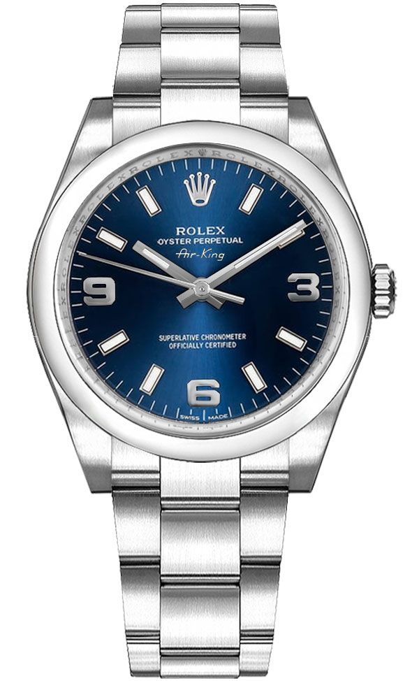 Rolex Oyster Perpetual 34 Blue Dial Midsize Watch 114200